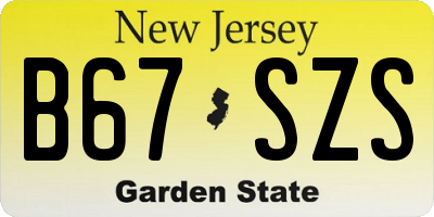 NJ license plate B67SZS