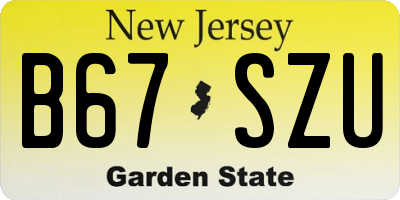 NJ license plate B67SZU