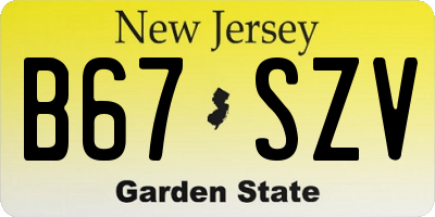 NJ license plate B67SZV