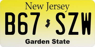 NJ license plate B67SZW