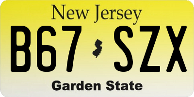 NJ license plate B67SZX