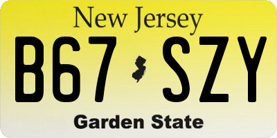 NJ license plate B67SZY