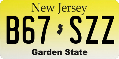 NJ license plate B67SZZ
