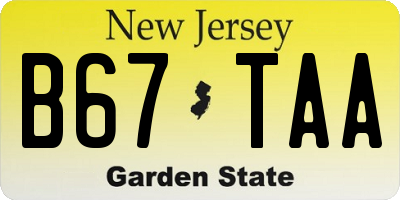 NJ license plate B67TAA