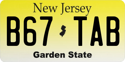 NJ license plate B67TAB