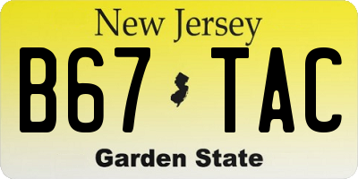 NJ license plate B67TAC