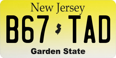 NJ license plate B67TAD
