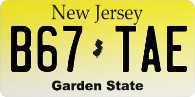 NJ license plate B67TAE