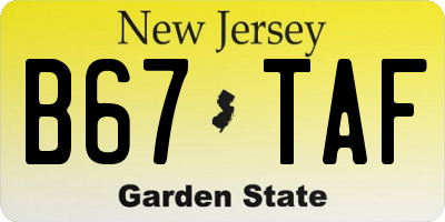 NJ license plate B67TAF