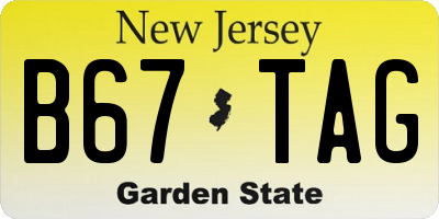 NJ license plate B67TAG