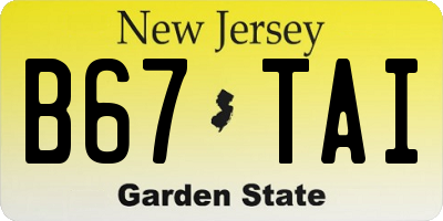 NJ license plate B67TAI