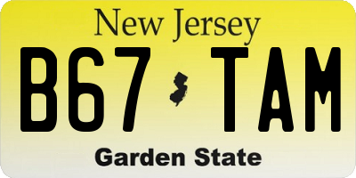 NJ license plate B67TAM