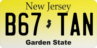 NJ license plate B67TAN