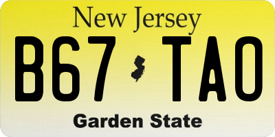 NJ license plate B67TAO
