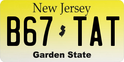 NJ license plate B67TAT