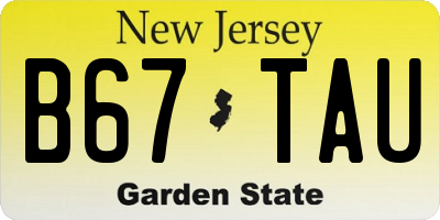 NJ license plate B67TAU