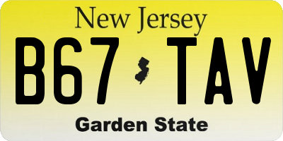 NJ license plate B67TAV