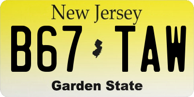 NJ license plate B67TAW