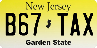 NJ license plate B67TAX