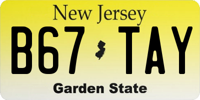 NJ license plate B67TAY