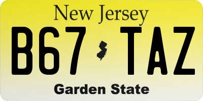 NJ license plate B67TAZ