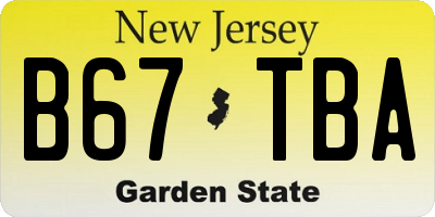 NJ license plate B67TBA