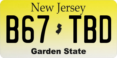 NJ license plate B67TBD
