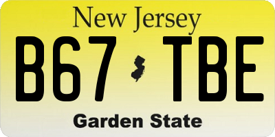 NJ license plate B67TBE
