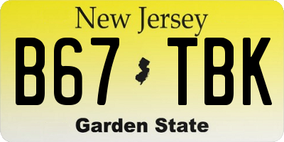 NJ license plate B67TBK
