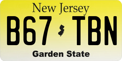 NJ license plate B67TBN