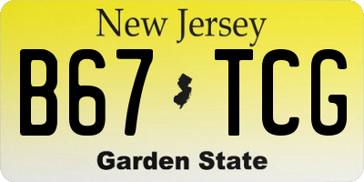 NJ license plate B67TCG
