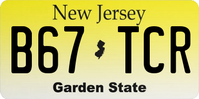 NJ license plate B67TCR
