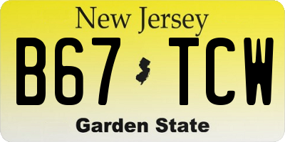 NJ license plate B67TCW
