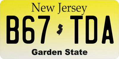 NJ license plate B67TDA