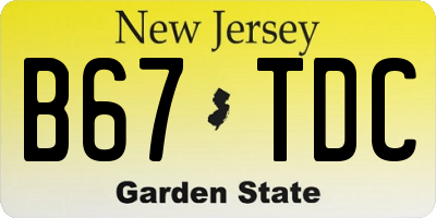 NJ license plate B67TDC