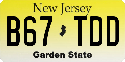NJ license plate B67TDD