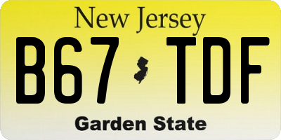 NJ license plate B67TDF