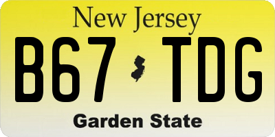 NJ license plate B67TDG