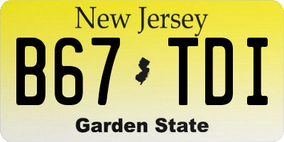NJ license plate B67TDI