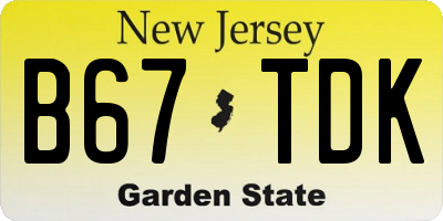 NJ license plate B67TDK