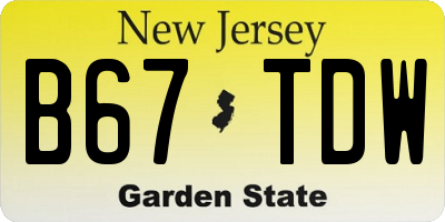 NJ license plate B67TDW