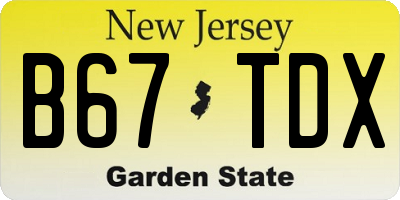 NJ license plate B67TDX