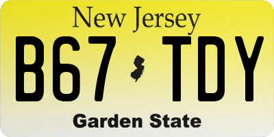 NJ license plate B67TDY