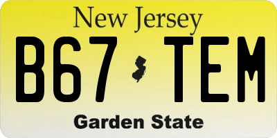 NJ license plate B67TEM