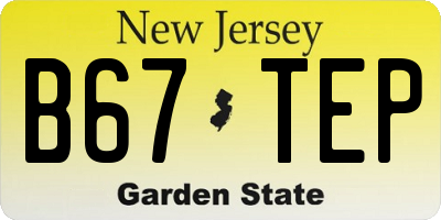 NJ license plate B67TEP