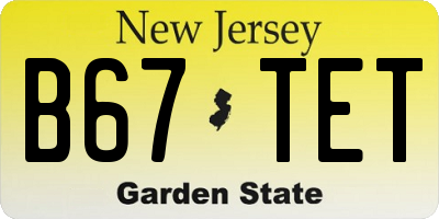 NJ license plate B67TET
