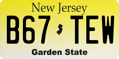 NJ license plate B67TEW