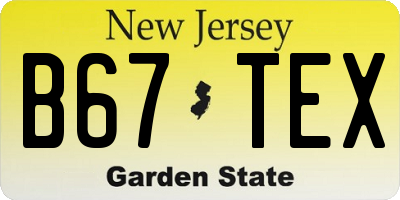 NJ license plate B67TEX