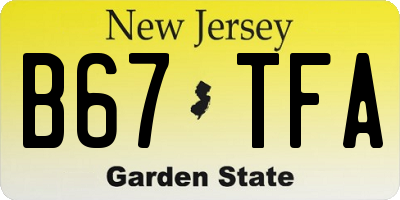 NJ license plate B67TFA