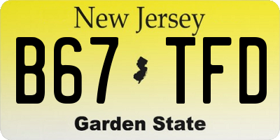 NJ license plate B67TFD